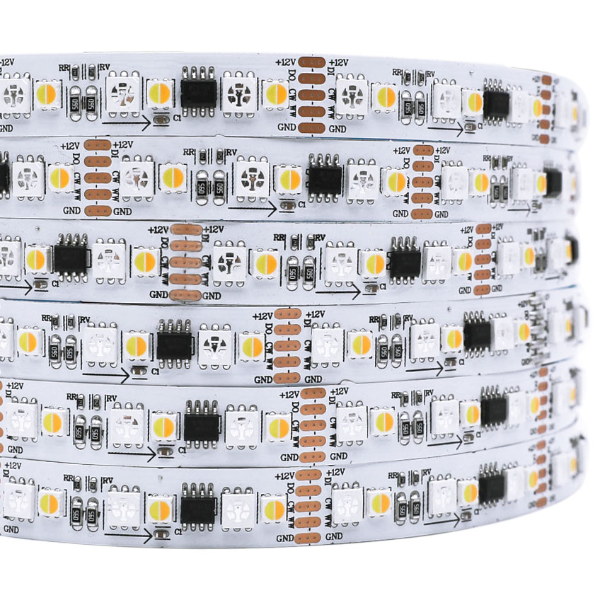 DC5/12V WS2811 16.4Ft 600LEDs Color Chasing RGB and Dimmable White RGBCCT Addressable LED strip light